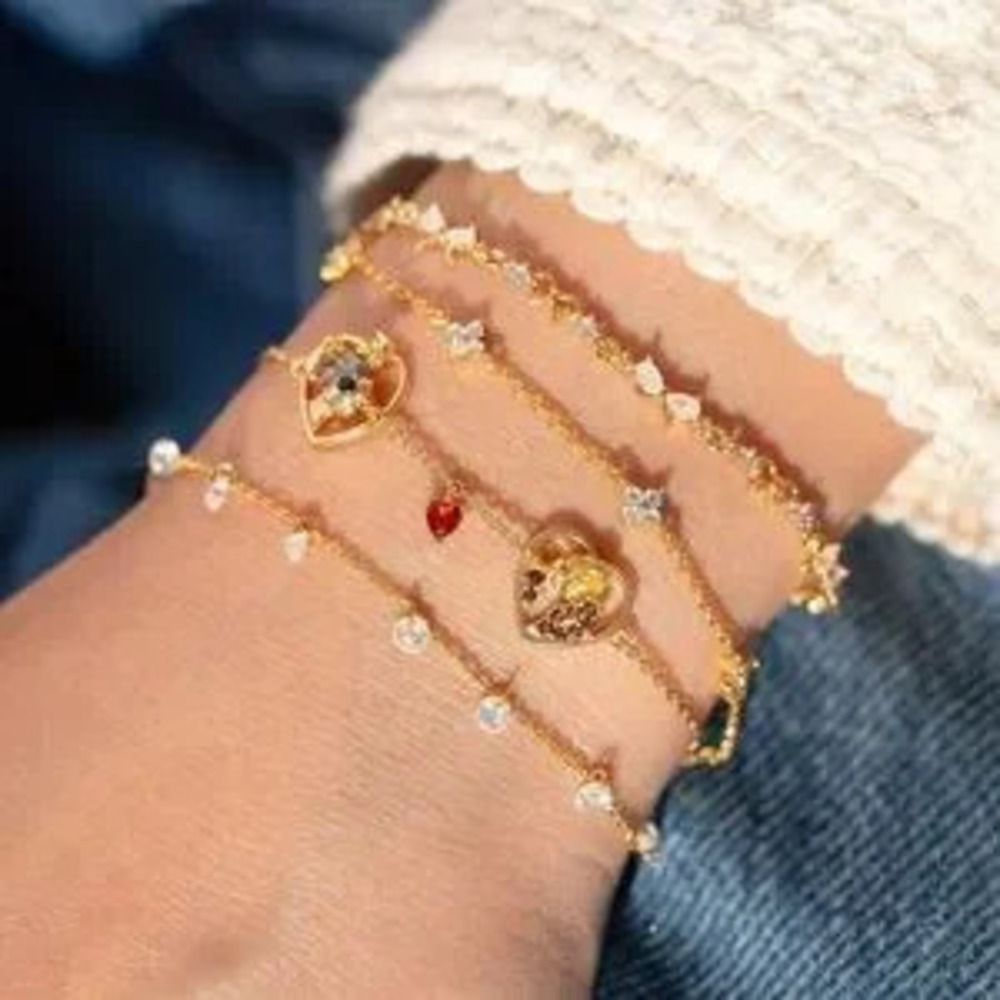 14K Gold Disney Classic Lady & The Tramp Gemstone Charm Bracelet Movie Theme